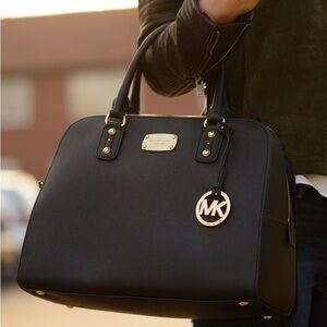 Michael Kors saffiano  Black Satchel Bag large size